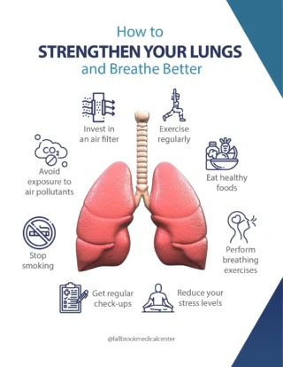 Infographic on ways to strengthen lungs and improve breathing.