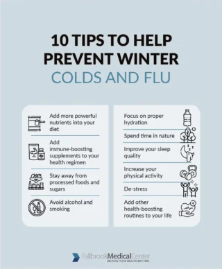 Infographic on tips to prevent winter colds and flu.