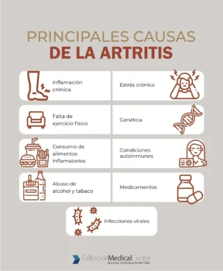 Infografía sobre las principales causas de la artritis.