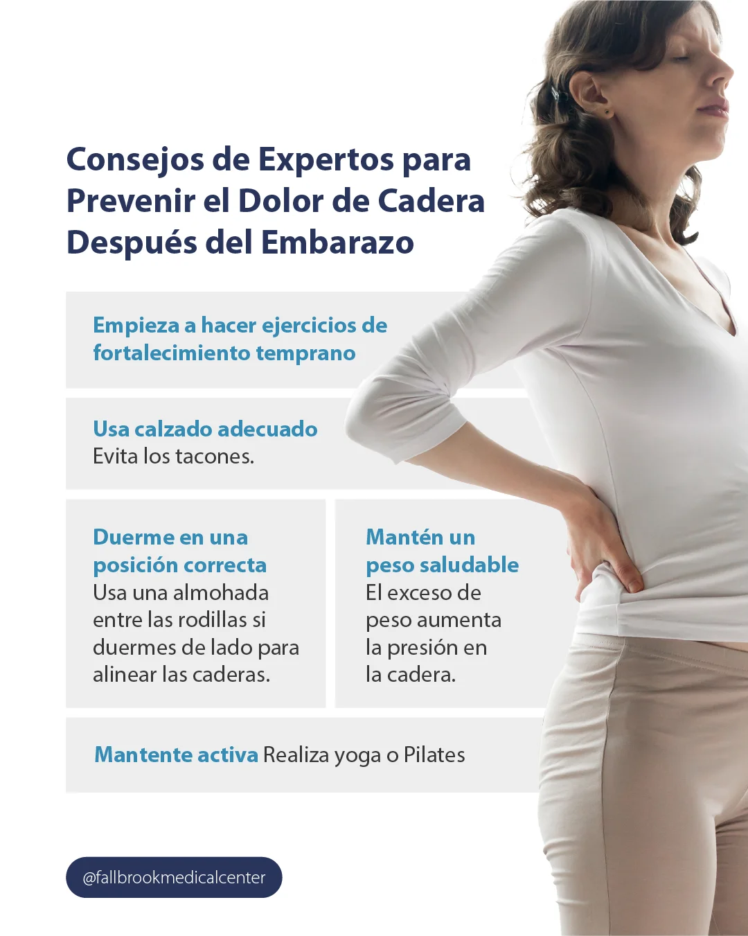 Infografia - Consejos de expertos para prevenir el dolor de cadera despues del embarazo